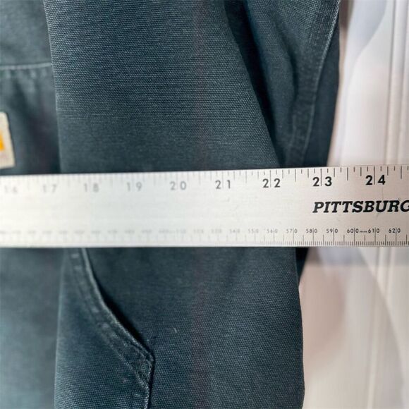 Vintage 05 Carhartt J140 Hooded Work Jacket Black L Duck Canvas USA Distressed - Picture 9 of 10